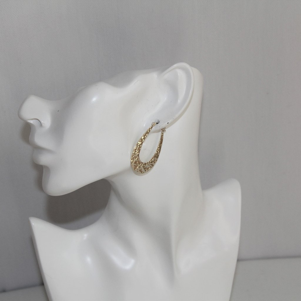 Sterling Silver Hammered Drop Shape Hoop Earrings 69$